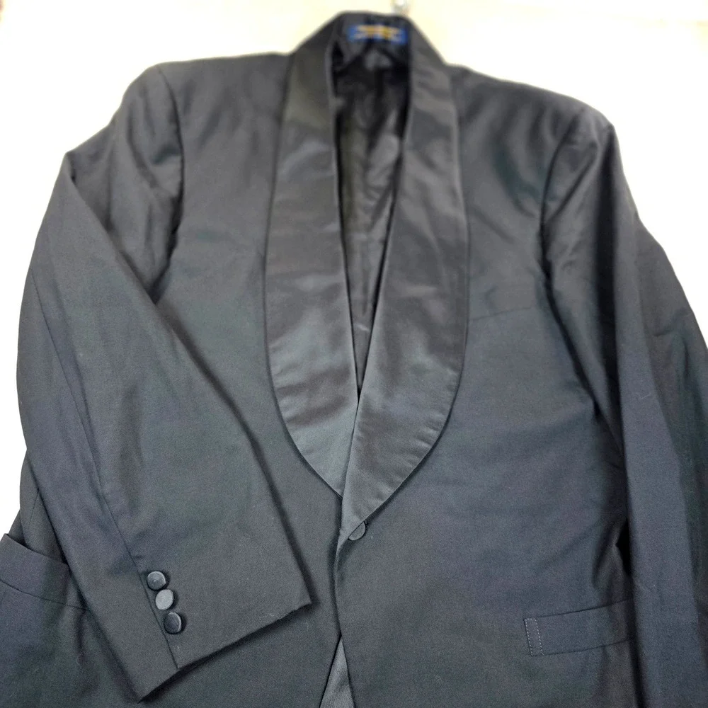 Brooks Brothers USA Union Made Black Tuxedo Jacket Shawl Lapel Wool 43 Chest